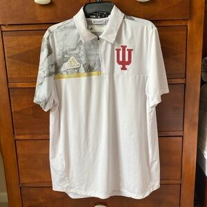 Adidas Men's Indiana University AEROREADY Quarter Zip Polo Shirt - Large - White